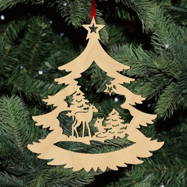 Fa karácsonyfadísz - őzikék
