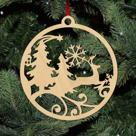 Fa karácsonyfadísz - szarvas