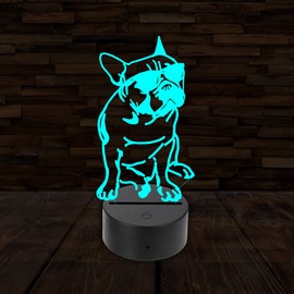 3D LED lámpa - Francia bulldog szemüvegben