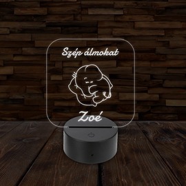 3D LED lámpa - Elefánt egyedi névvel
