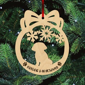 Fa karácsonyfadísz – Máltai selyemkutya