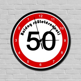 Fiatalító sebességkorlátozós falióra 50. születésnapra