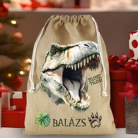 Mikulás zsák - Pamut vászon - Trex dínó Mikulás zsák - Pamut vászon - Trex dínó