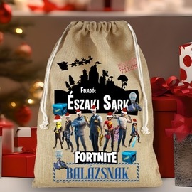 Mikulás zsák - Pamut vászon - Fortnite