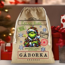 Mikulás zsák - Pamut vászon - Grincs Mikulás zsák - Pamut vászon - Grincs