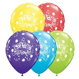 Boldog Születésnapot! színes lufi  /fordított, héliumhoz / - 5db 