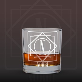 Whisky pohár egyedi névvel, monogrammal - négyzet