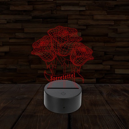 3D LED lámpa -  Rózsa csokor