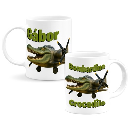 Bombardino Crocodilo Brainrot egyedi neves bögre