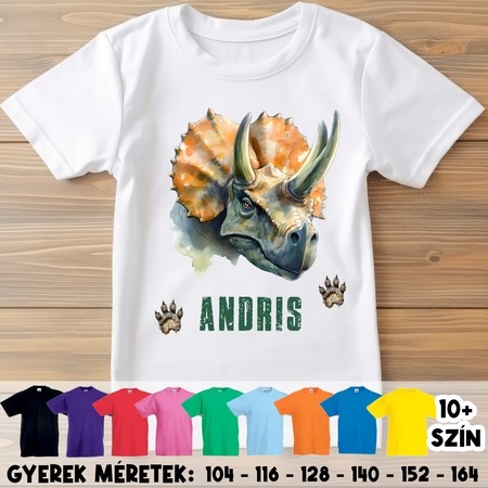 Dínó gyerek póló - Triceratops fej Dínó gyerek póló - Triceratops fej