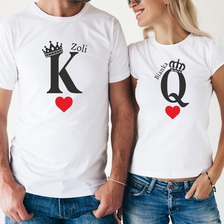 Egyedi neves King - Queen páros póló Egyedi neves King - Queen páros póló