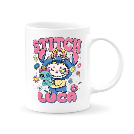 Labubu bögre - névre szóló - Stitch Labubu bögre - névre szóló - Stitch