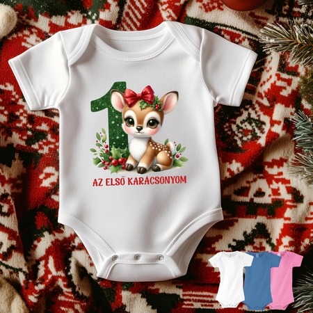 Első karácsonyom gyerek body - Lány őzike Első karácsonyom gyerek body - Lány őzike
