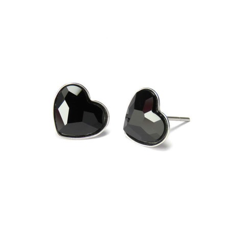 Swanis szív bedugós fülbevaló - 8 mm - Fekete 