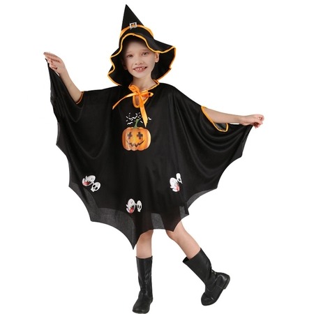 Halloween jelmez szett gyerekeknek, köpeny és sapka - fekete Halloween jelmez szett gyerekeknek, köpeny és sapka - fekete