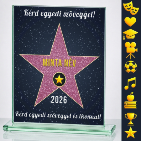 Hollywoodi csillag egyedi üveg díj Hollywoodi csillag egyedi üveg díj