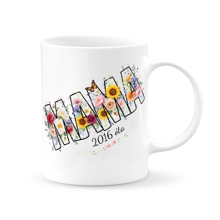 Mama bögre virágos díszítéssel évszámmal Mama bögre virágos díszítéssel évszámmal
