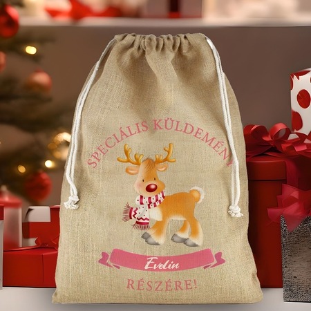 Mikulás zsák - Pamut vászon - Rénszarvas Mikulás zsák - Pamut vászon - Rénszarvas