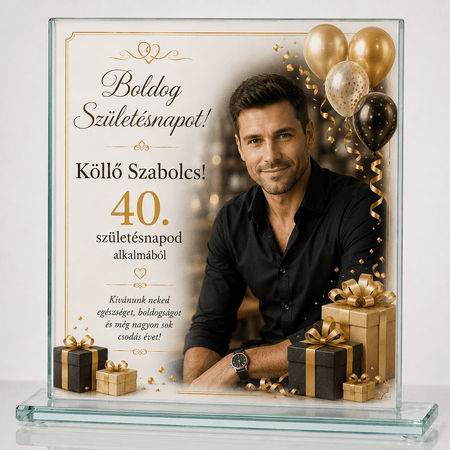 Üveg díj - Születésnapra egyedi fotóval