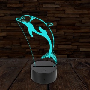 3D LED lámpa - Palackorrú delfin