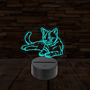 3D LED lámpa - Fekvő Cica