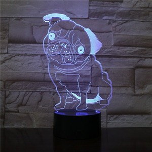 3D LED lámpa - Vicces mopsz