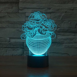 3D LED lámpa - Rózsák cserépben