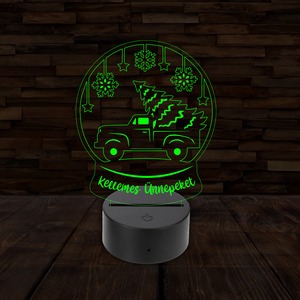 3D LED lámpa - Auto karácsonyfával