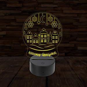 3D LED lámpa - Város hógömbben
