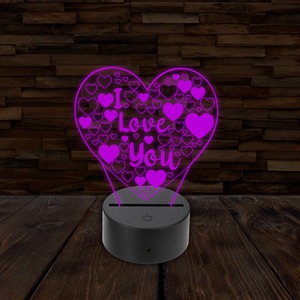 3D LED lámpa - I Love You