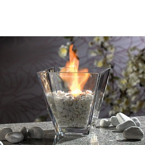 Asztali üveg négyszögletes biokandalló kövekkel